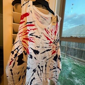 Grayson Threads White and Red Tank Top‎ Sleeveless Casual